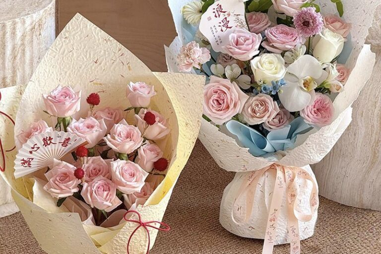 Hand torn petal thick kraft 3D flower wrapping paper