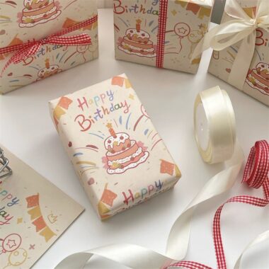 High quality happy birthday kraft gift wrapping paper