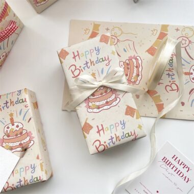 High quality happy birthday kraft gift wrapping paper