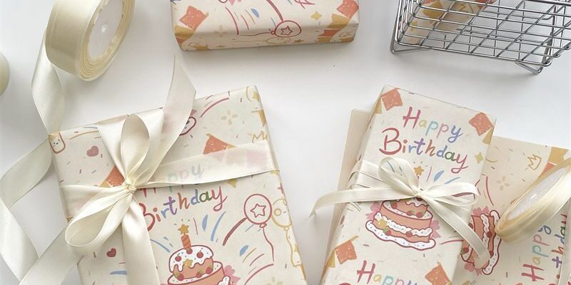 High quality happy birthday kraft gift wrapping paper