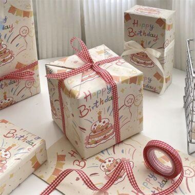High quality happy birthday kraft gift wrapping paper