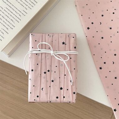 Korean pink star moon gift wrapping paper festival style