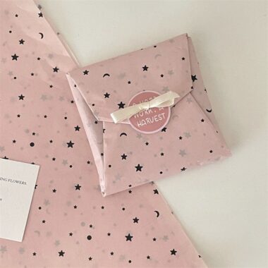 Korean pink star moon gift wrapping paper festival style