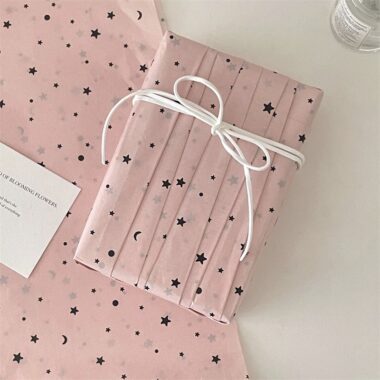 Korean pink star moon gift wrapping paper festival style