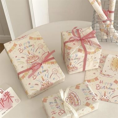 Premium kraft birthday gift wrapping paper with elegant texture