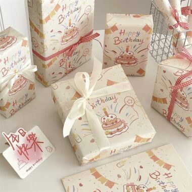 Premium kraft birthday gift wrapping paper with elegant texture