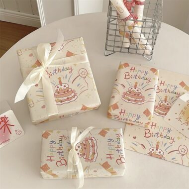 Premium kraft birthday gift wrapping paper with elegant texture