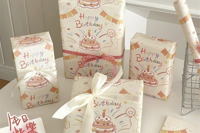 Premium kraft birthday gift wrapping paper with elegant texture