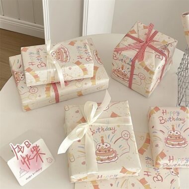 Premium kraft birthday gift wrapping paper with elegant texture