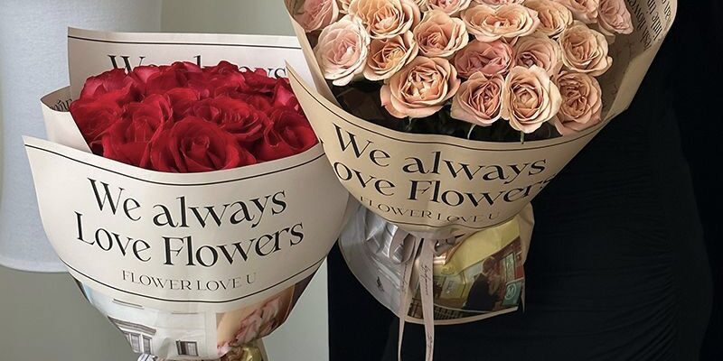 Maillard style English newspaper flower wrapping paper