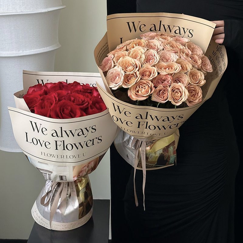 Maillard style English newspaper flower wrapping paper