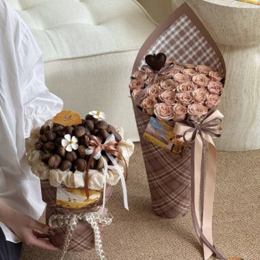 Autumn Maillard vintage thick flower wrapping paper