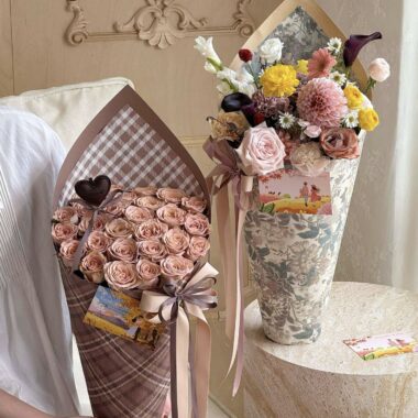 Autumn Maillard vintage thick flower wrapping paper