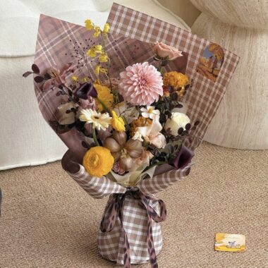 Autumn Maillard vintage thick flower wrapping paper