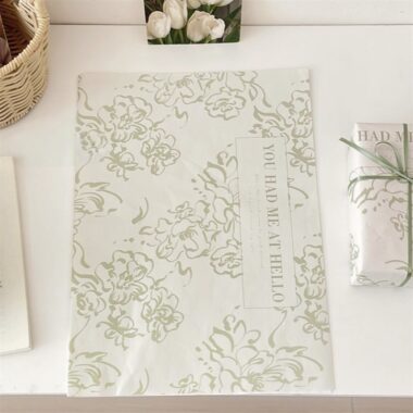 Artistic mirror green floral gift wrapping paper