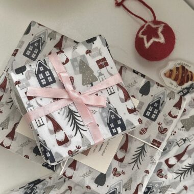 Nordic snow house Christmas wrapping paper for festive gifts