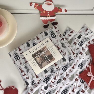 Nordic snow house Christmas wrapping paper for festive gifts