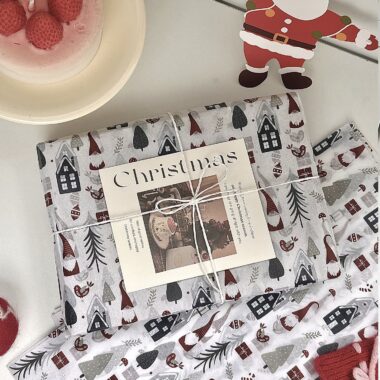 Nordic snow house Christmas wrapping paper for festive gifts