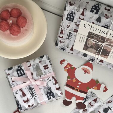 Nordic snow house Christmas wrapping paper for festive gifts