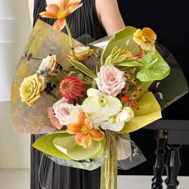 Oil painting floral kraft flower wrapping paper for bouquets