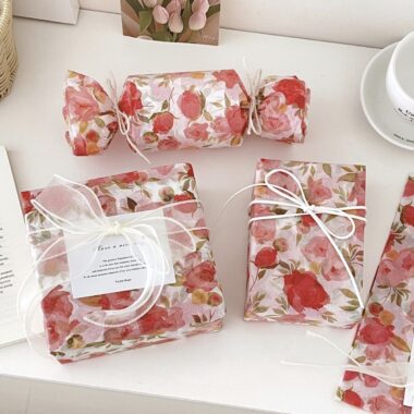 Orange floral sea romantic festival gift wrapping paper