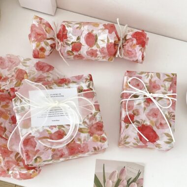 Orange floral sea romantic festival gift wrapping paper