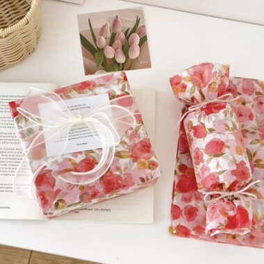 Orange floral sea romantic festival gift wrapping paper