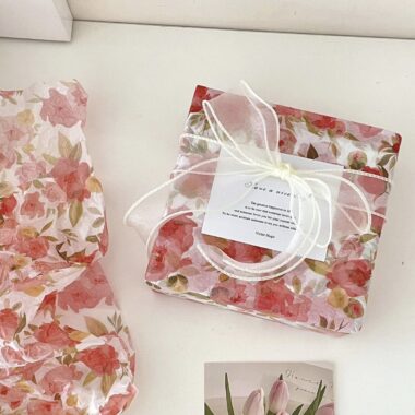 Orange floral sea romantic festival gift wrapping paper