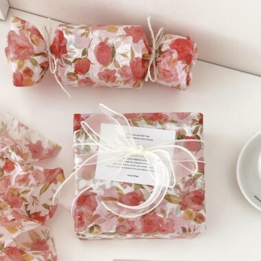 Orange floral sea romantic festival gift wrapping paper