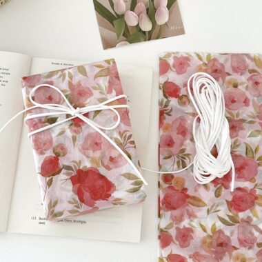 Orange floral sea romantic festival gift wrapping paper