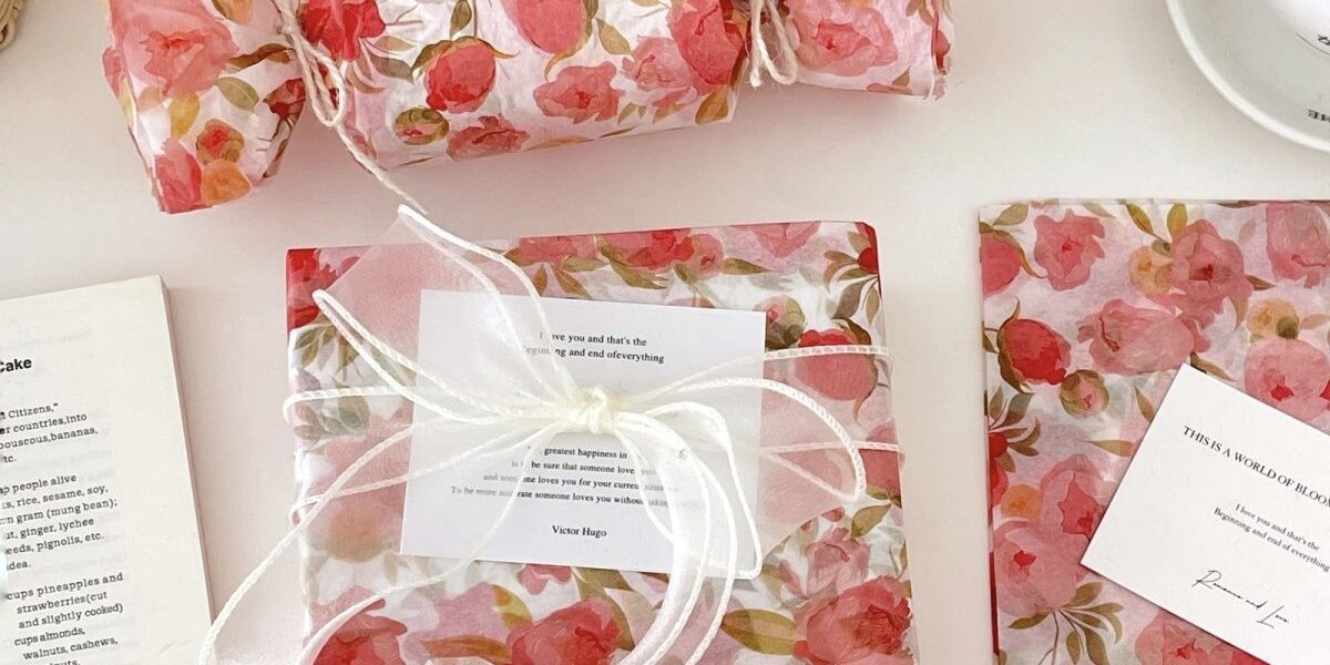 Orange floral sea romantic festival gift wrapping paper