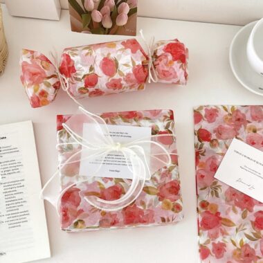 Orange floral sea romantic festival gift wrapping paper