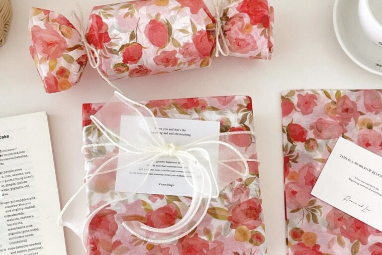 Orange floral sea romantic festival gift wrapping paper