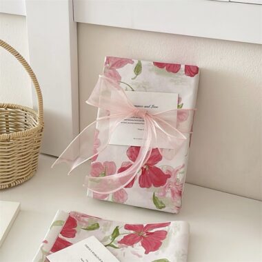 Pink cherry blossom romantic festival gift wrapping paper