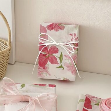 Pink cherry blossom romantic festival gift wrapping paper