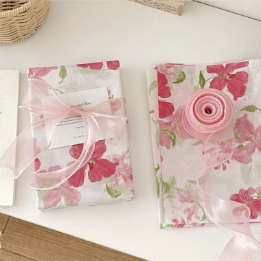 Pink cherry blossom romantic festival gift wrapping paper