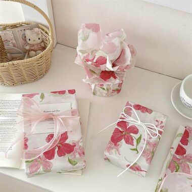 Pink cherry blossom romantic festival gift wrapping paper