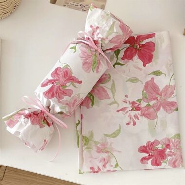 Pink cherry blossom romantic festival gift wrapping paper