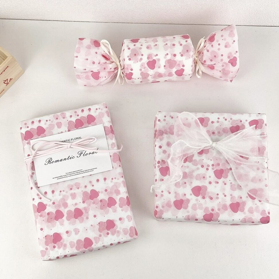 Soft pink heart festival decorative gift wrapping paper