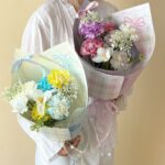 Minimal plaid bow thick flower wrapping paper for bouquets