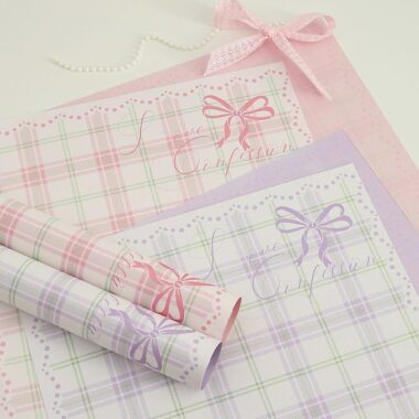 Minimal plaid bow thick flower wrapping paper for bouquets
