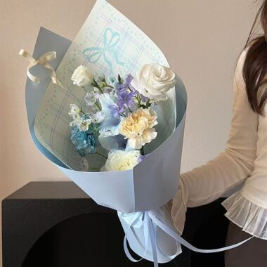 Minimal plaid bow thick flower wrapping paper for bouquets