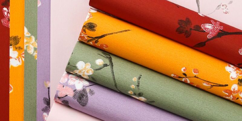Embossed plum blossom vintage flower wrapping paper