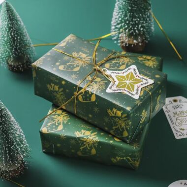 Luxury gold foil Christmas wrapping paper for premium gifts