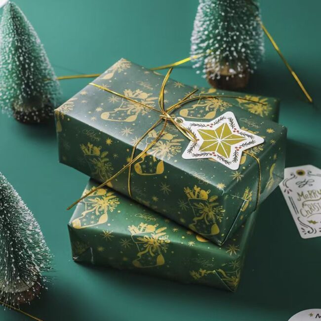 Luxury gold foil Christmas wrapping paper for premium gifts