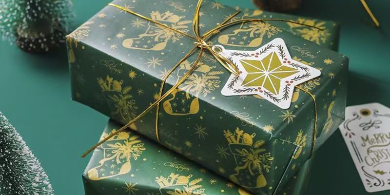 Luxury gold foil Christmas wrapping paper for premium gifts