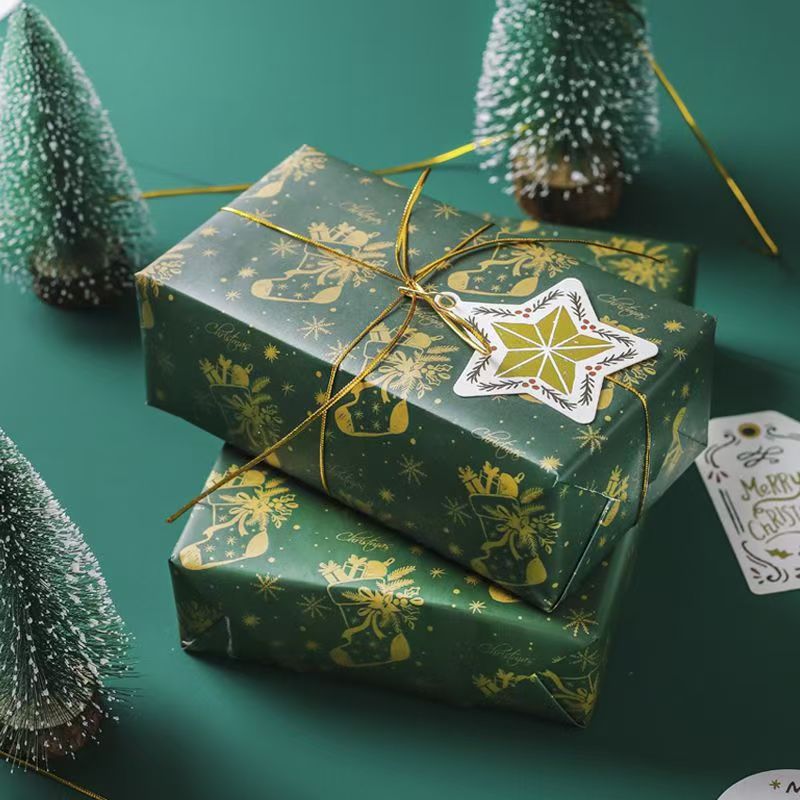 Luxury gold foil Christmas wrapping paper for premium gifts