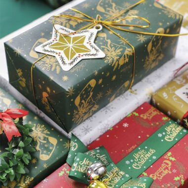 Luxury gold foil Christmas wrapping paper for premium gifts