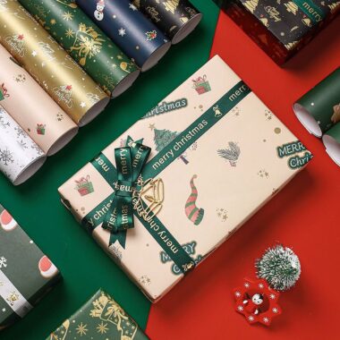 Luxury gold foil Christmas wrapping paper for premium gifts