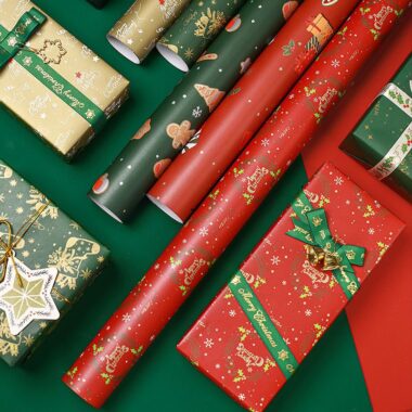 Luxury gold foil Christmas wrapping paper for premium gifts